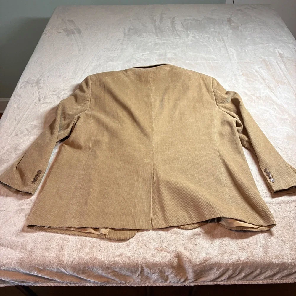 Joseph & Feiss Men 56R Tan Corduroy Sport Coat Blazer Jacket 2 Button Cotton